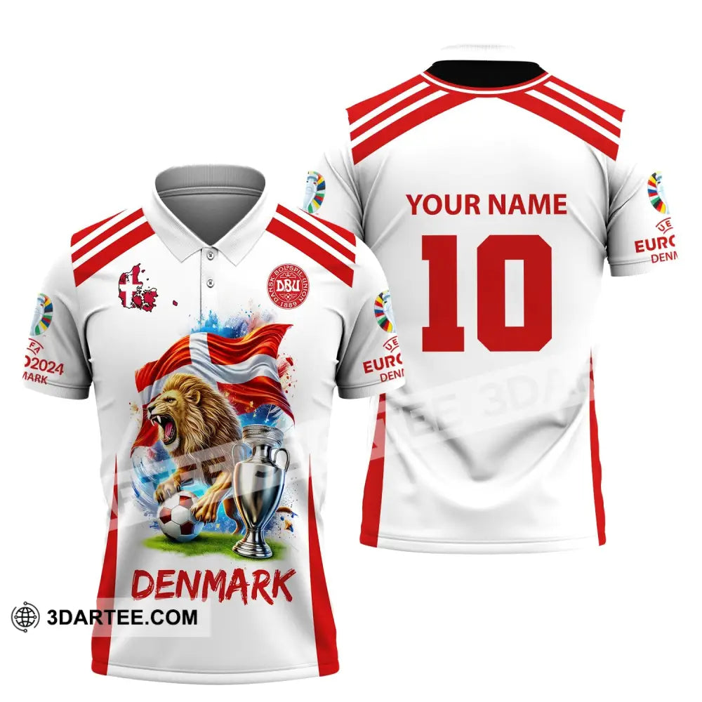 Unisex Shirt Custom Name And Number Denmark Football Euro 2024 Polo Long Sleeve / S T-Shirt