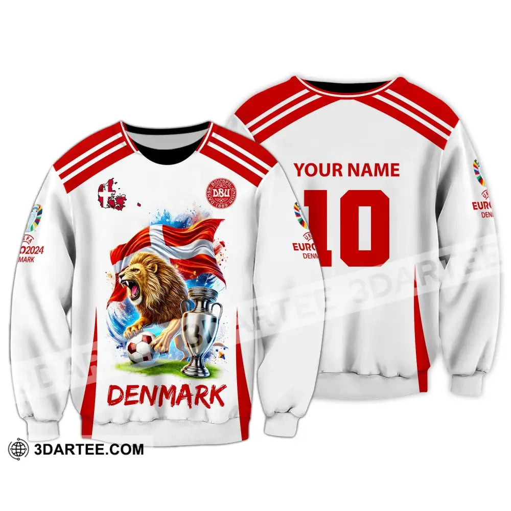 Unisex Shirt Custom Name And Number Denmark Football Euro 2024 Polo Long Sleeve / S T-Shirt