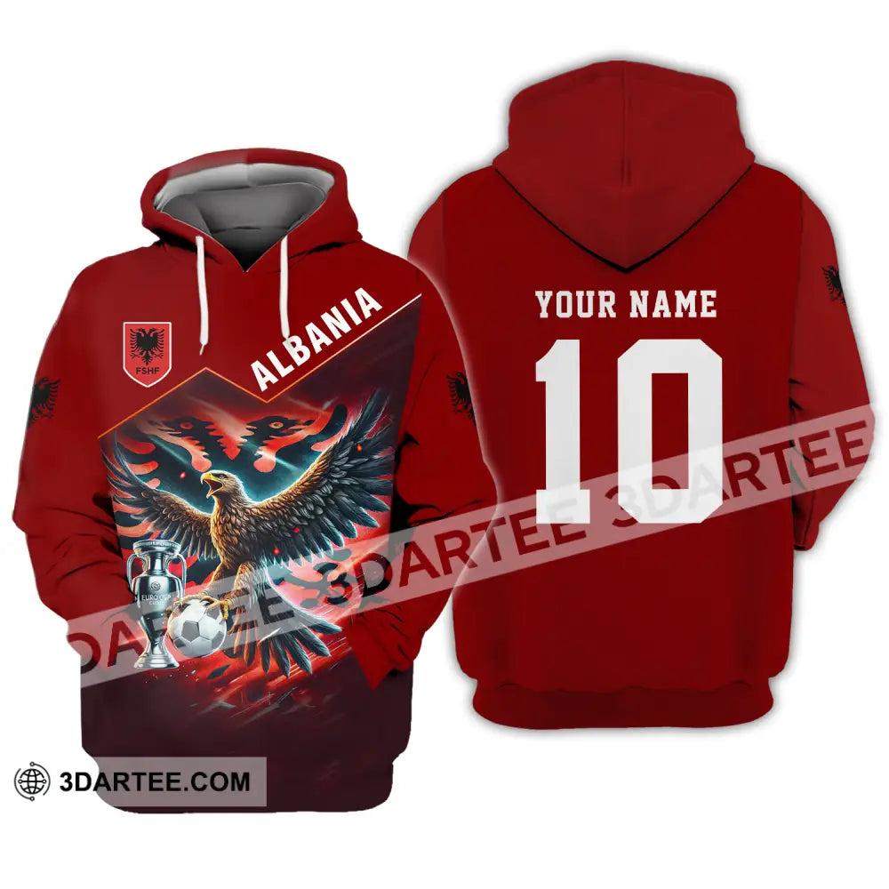 Unisex Shirt - Custom Name And Number Eagle Albania Euro 2024 Team Hoodie / S T-Shirt