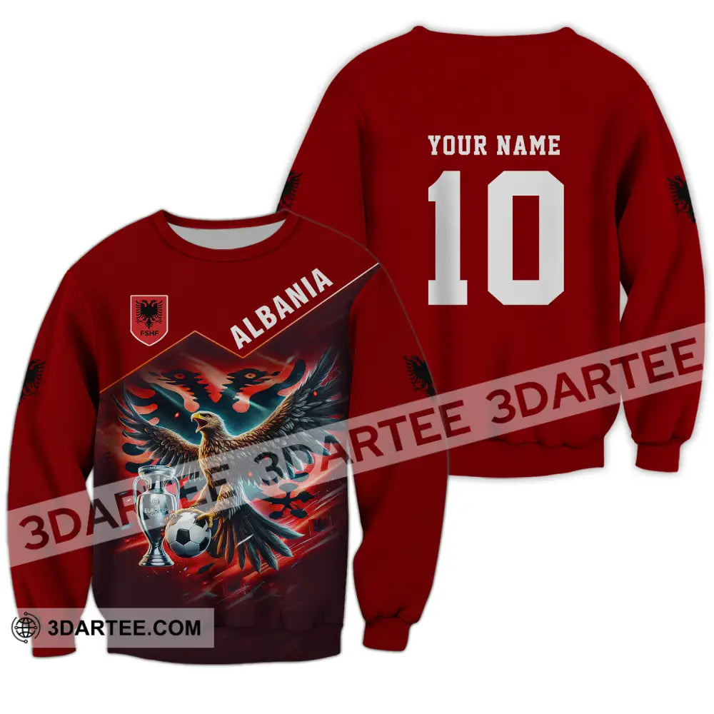 Unisex Shirt - Custom Name And Number Eagle Albania Euro 2024 Team Long Sleeve / S T-Shirt