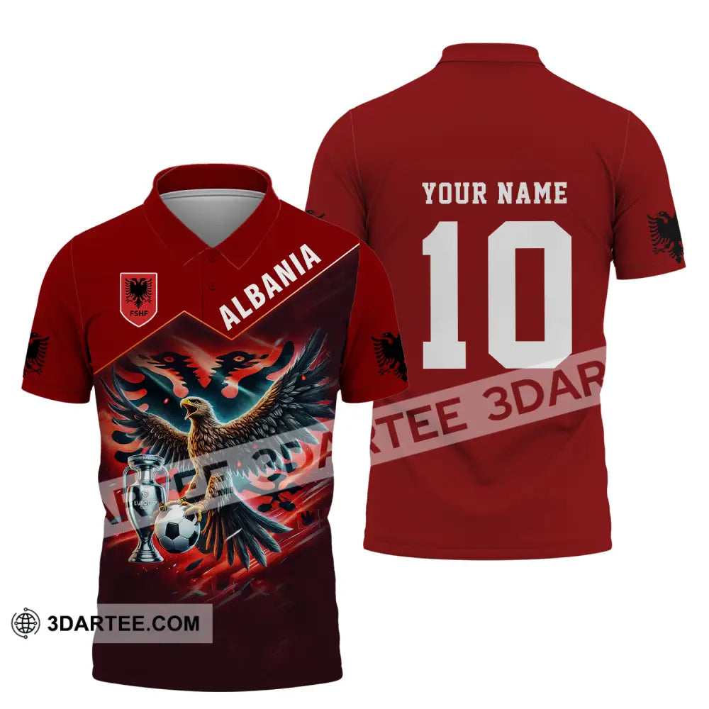 Unisex Shirt - Custom Name And Number Eagle Albania Euro 2024 Team Polo / S T-Shirt