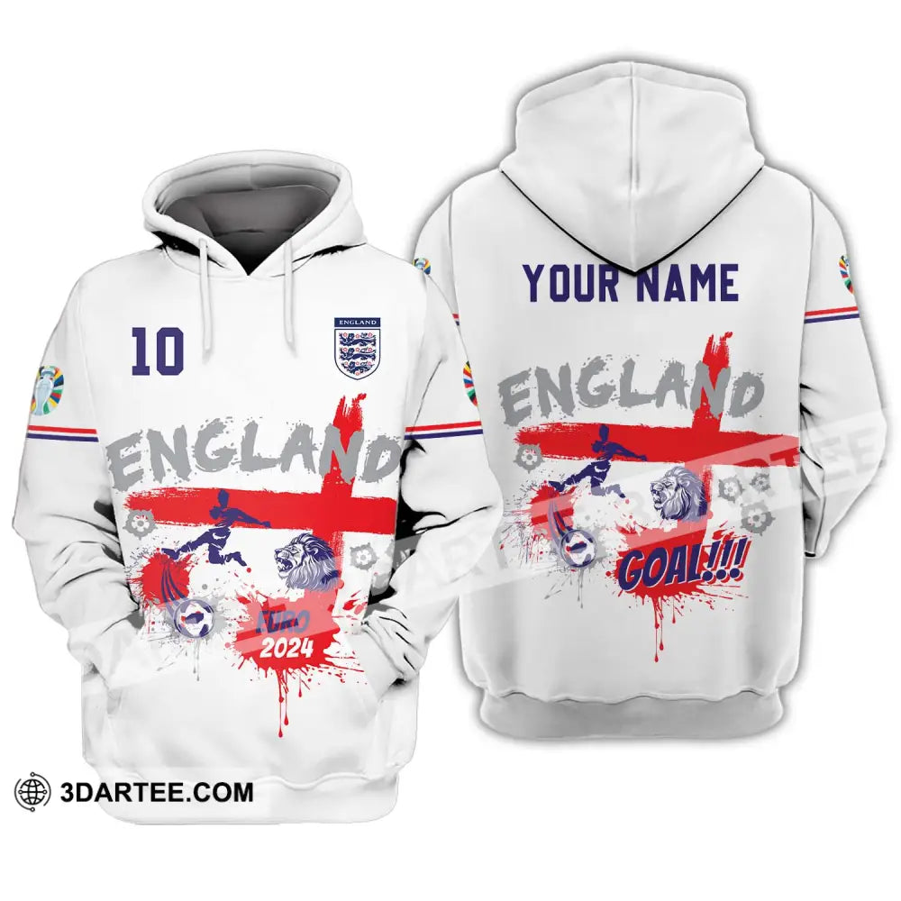 Unisex Shirt - Custom Name And Number England Euro 2024 Team Flag Color Hoodie / S T-Shirt