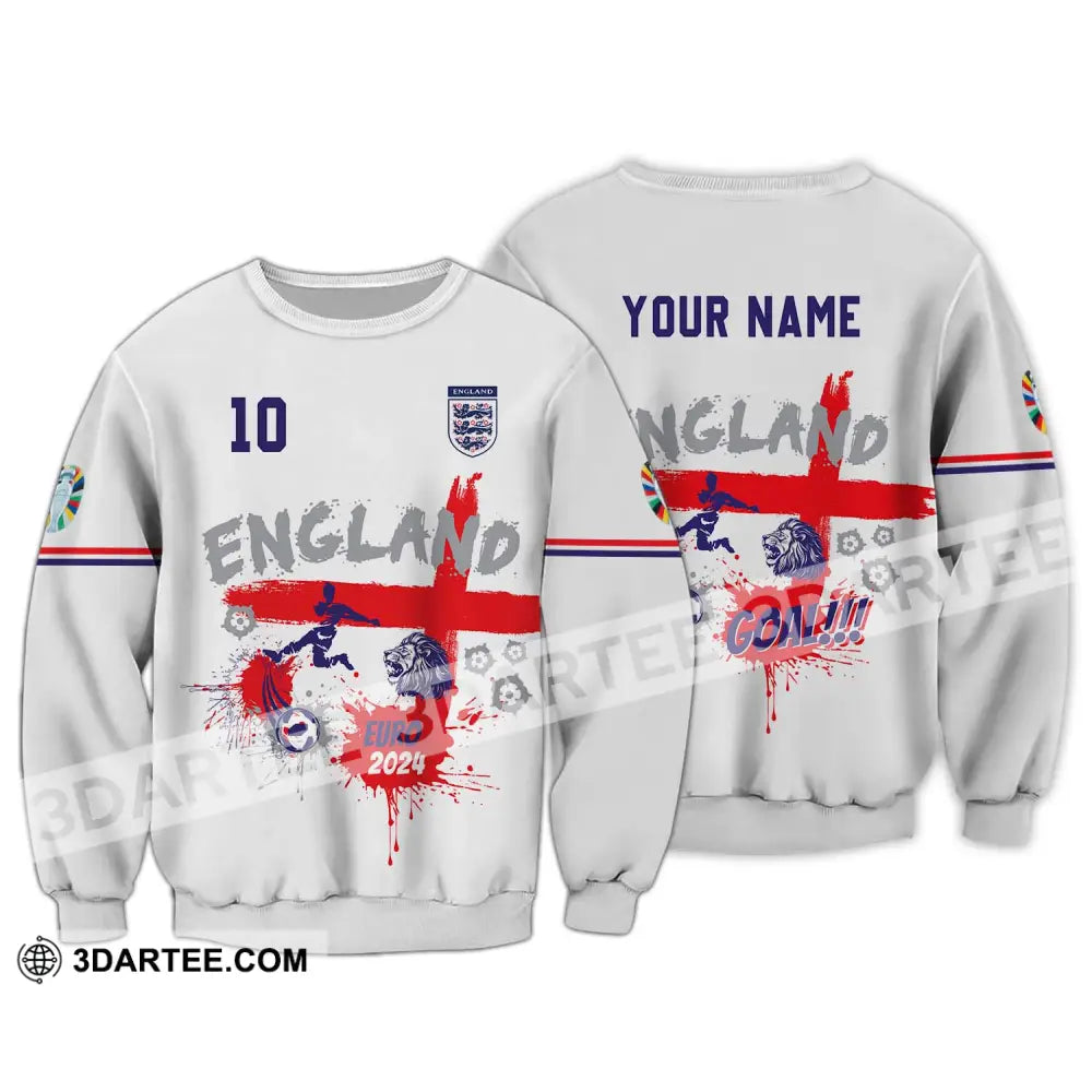 Unisex Shirt - Custom Name And Number England Euro 2024 Team Flag Color Long Sleeve / S T-Shirt