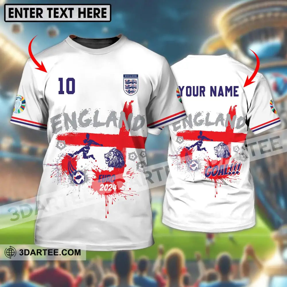 Unisex Shirt - Custom Name And Number England Euro 2024 Team Flag Color T-Shirt