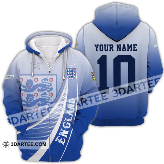 Unisex Shirt - Custom Name And Number England Euro 2024 Zipper Hoodie / S T-Shirt