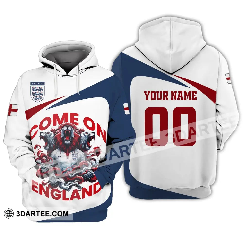 Unisex Shirt Custom Name And Number England Football Come On Polo Long Sleeve Hoodie / S T-Shirt