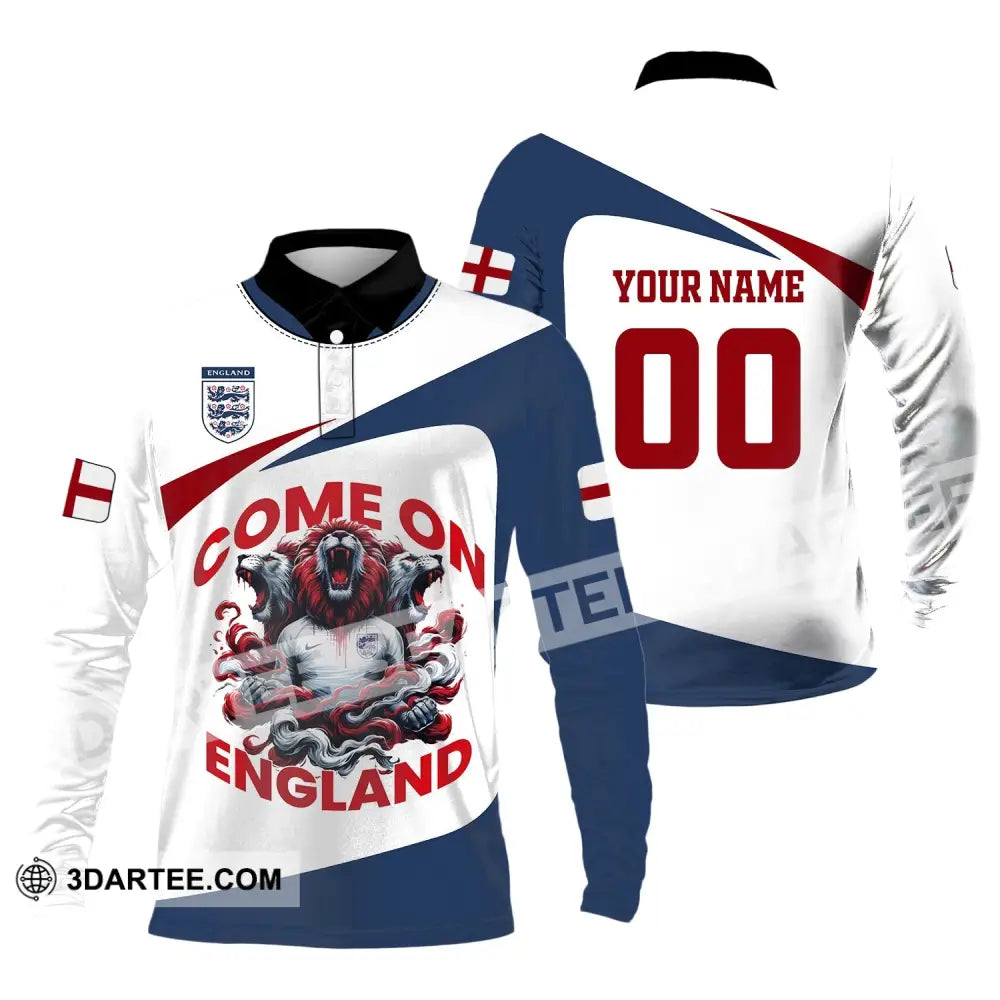 Unisex Shirt Custom Name And Number England Football Come On Polo Long Sleeve / S T-Shirt