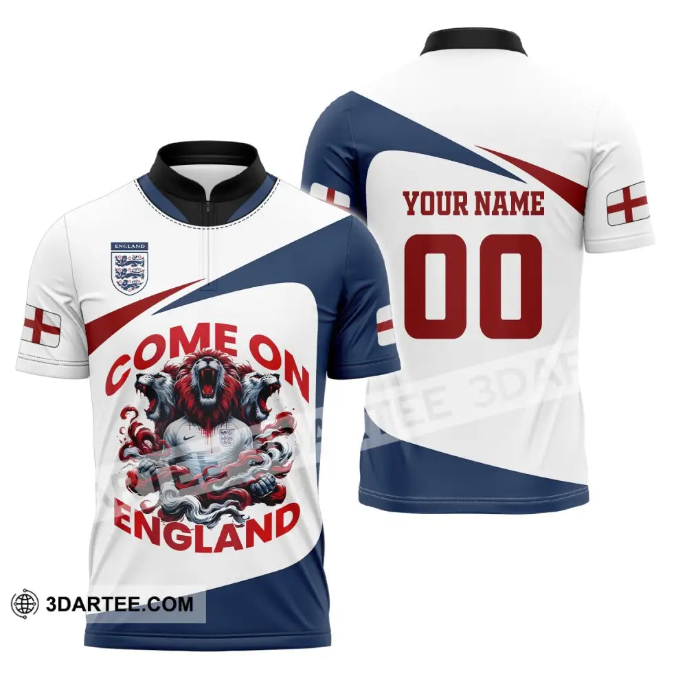 Unisex Shirt Custom Name And Number England Football Come On Polo Long Sleeve Zipper / S T-Shirt