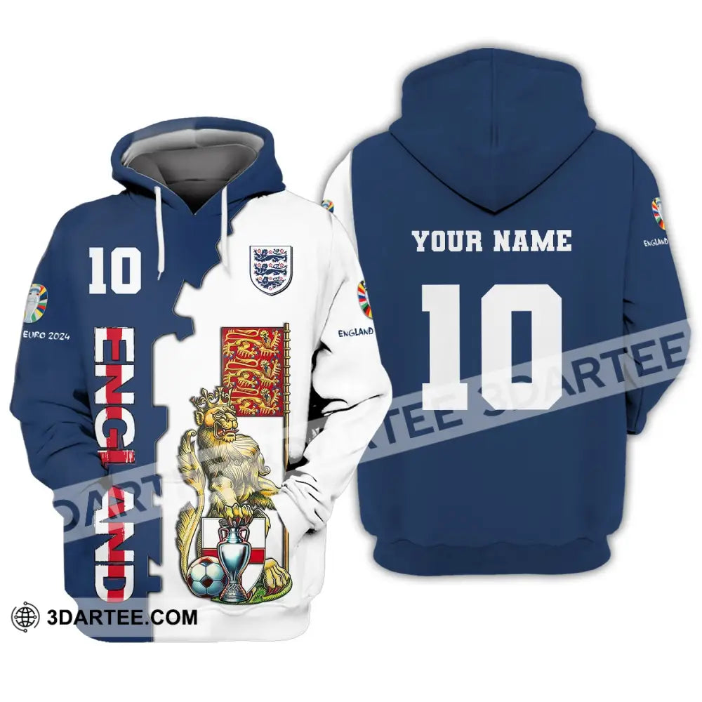 Unisex Shirt Custom Name And Number England Football Euro 2024 Polo Long Sleeve Hoodie / S T-Shirt