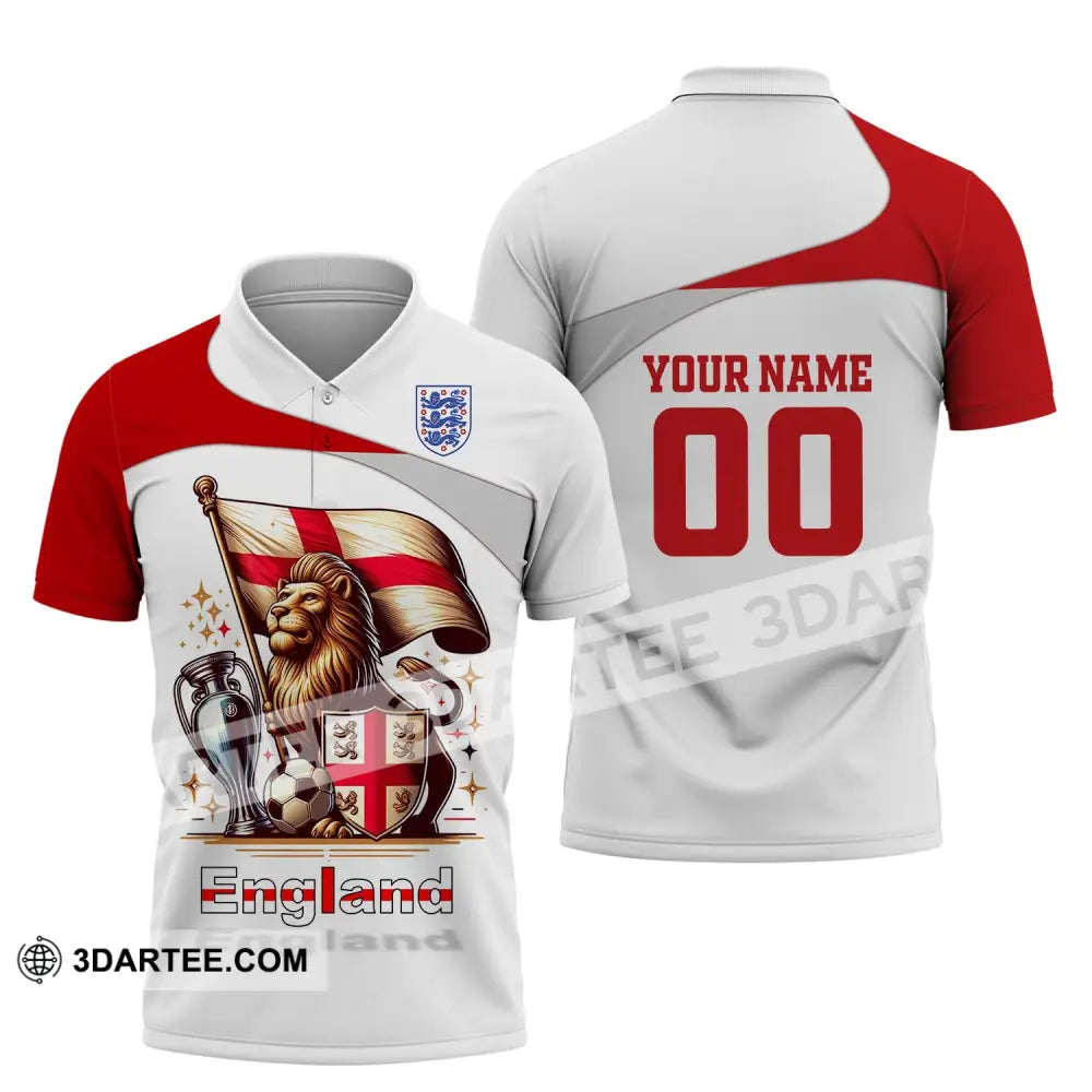 Unisex Shirt Custom Name And Number England Football Euro 2024 Polo Long Sleeve / S T-Shirt