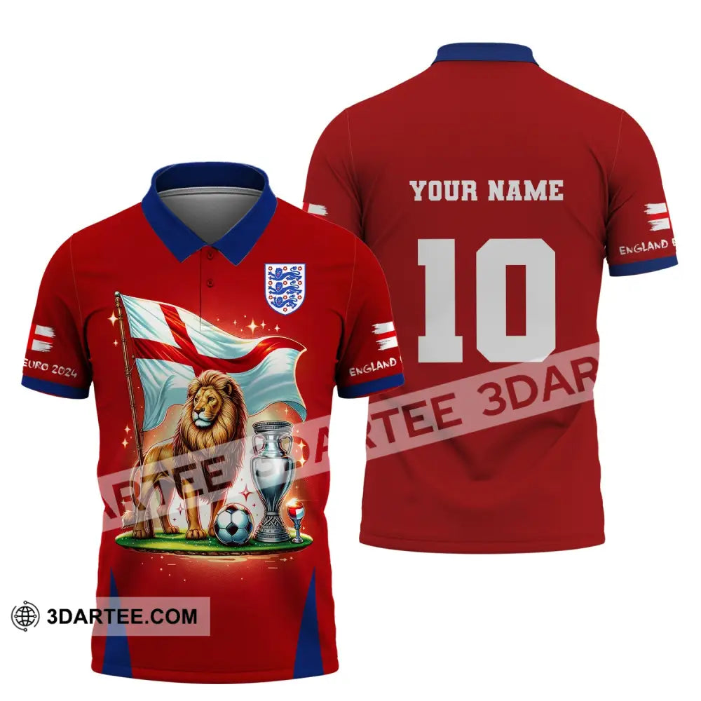 Unisex Shirt Custom Name And Number England Football Euro 2024 Polo Long Sleeve / S T-Shirt