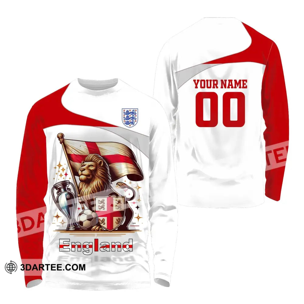 Unisex Shirt Custom Name And Number England Football Euro 2024 Polo Long Sleeve / S T-Shirt