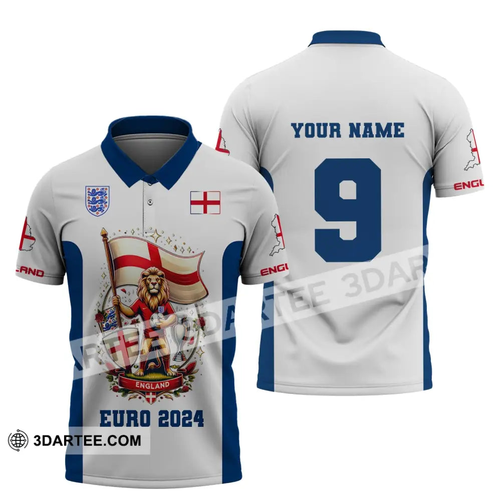 Unisex Shirt Custom Name And Number England Football Euro 2024 Polo Long Sleeve / S T-Shirt