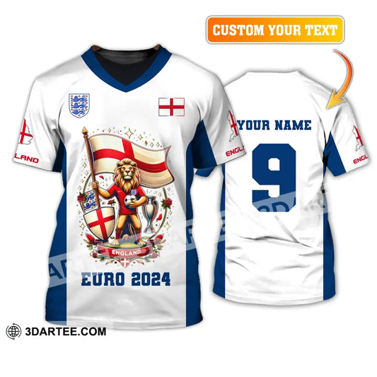 Unisex Shirt Custom Name And Number England Football Euro 2024 Polo Long Sleeve T-Shirt