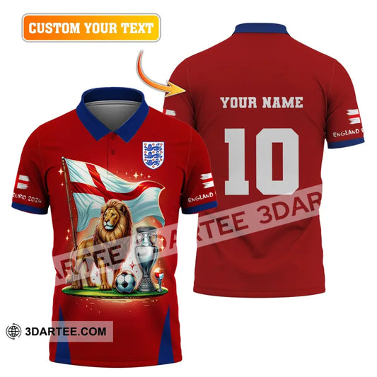 Unisex Shirt Custom Name And Number England Football Euro 2024 Polo Long Sleeve T-Shirt