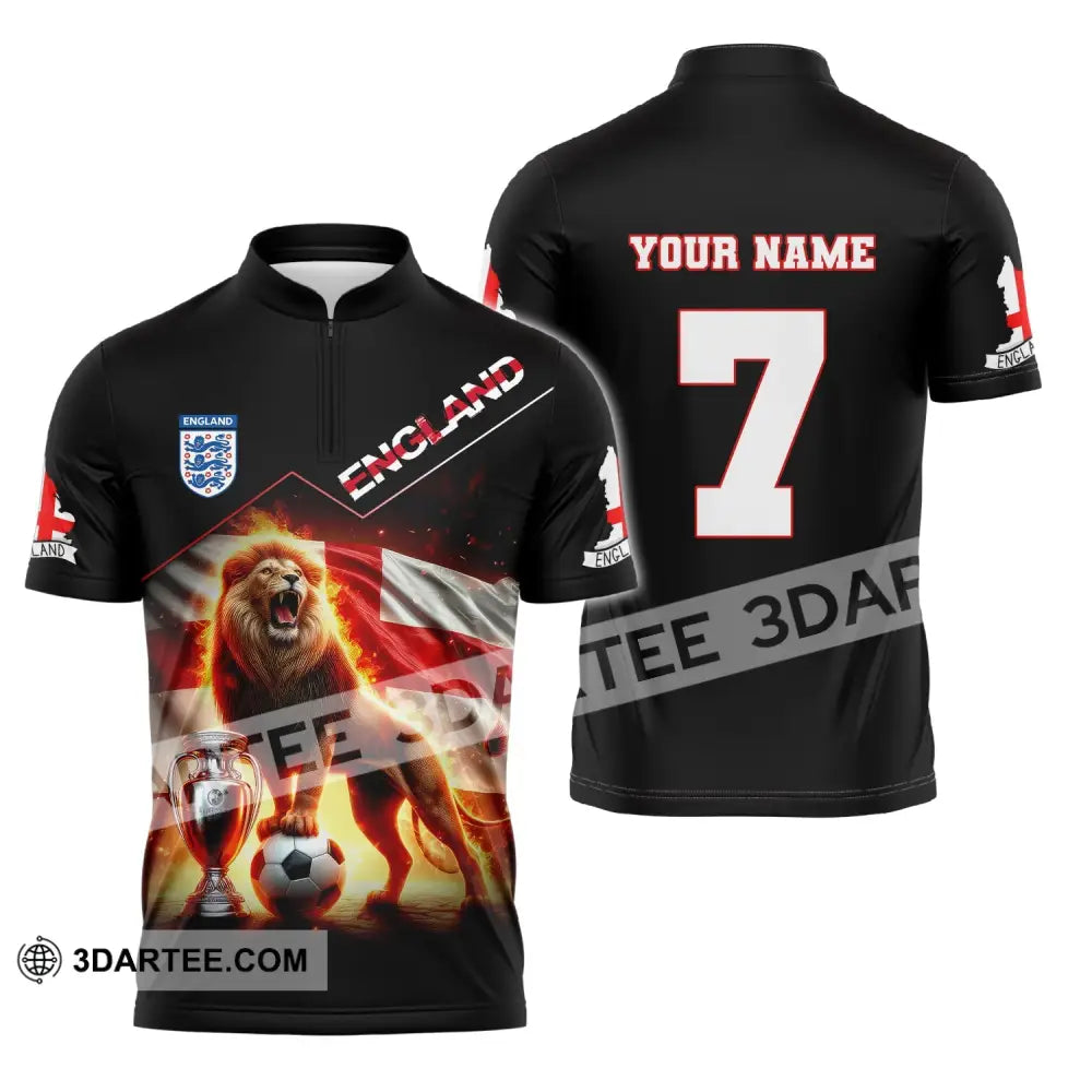 Unisex Shirt Custom Name And Number England Football Euro 2024 Polo Long Sleeve Zipper / S T-Shirt