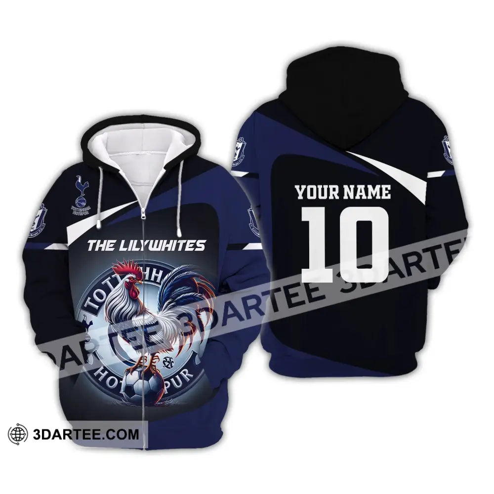 Unisex Shirt Custom Name And Number England Football Euro 2024 Tottenham Hotspur Zipper Hoodie / S