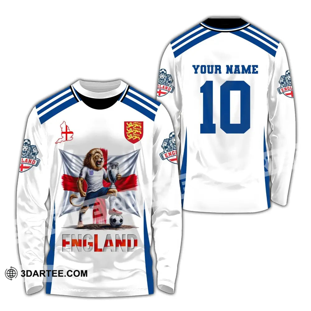 Unisex Shirt Custom Name And Number England Football Polo Long Sleeve Euro 2024 / S T-Shirt