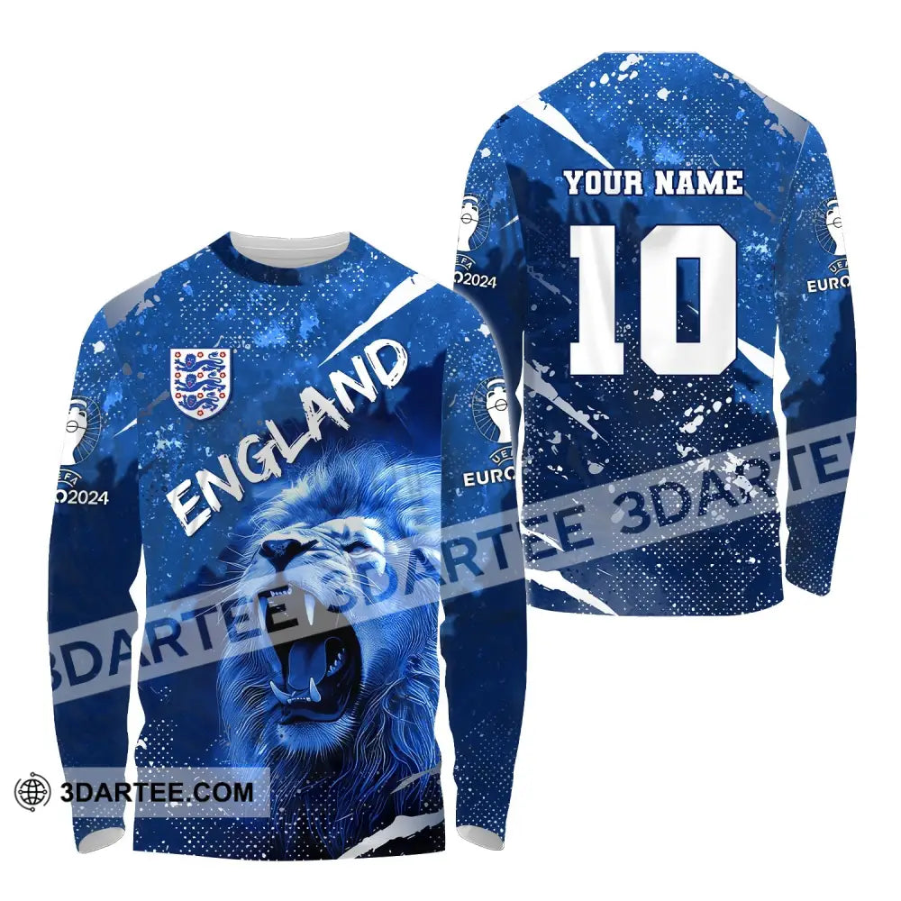 Unisex Shirt Custom Name And Number England Football Polo Long Sleeve Euro 2024 / S T-Shirt