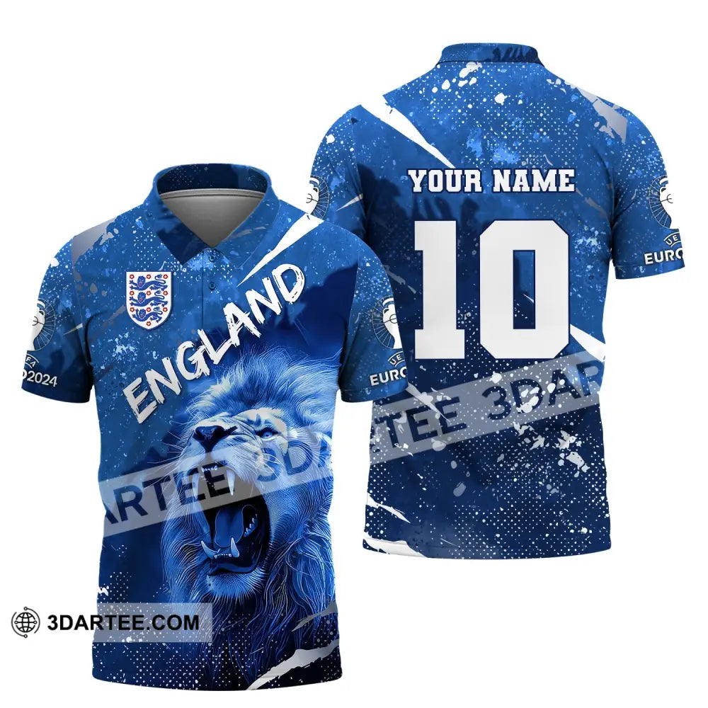 Unisex Shirt Custom Name And Number England Football Polo Long Sleeve Euro 2024 / S T-Shirt