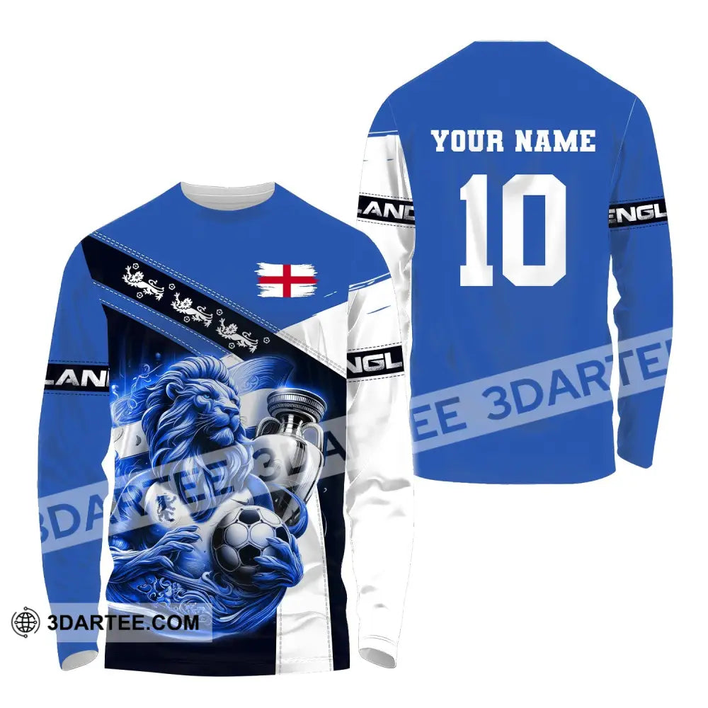 Unisex Shirt Custom Name And Number England Football Polo Long Sleeve Euro 2024 / S T-Shirt