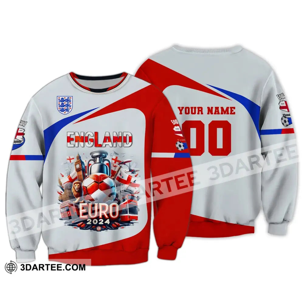 Unisex Shirt Custom Name And Number England Football Polo Long Sleeve Euro 2024 / S T-Shirt