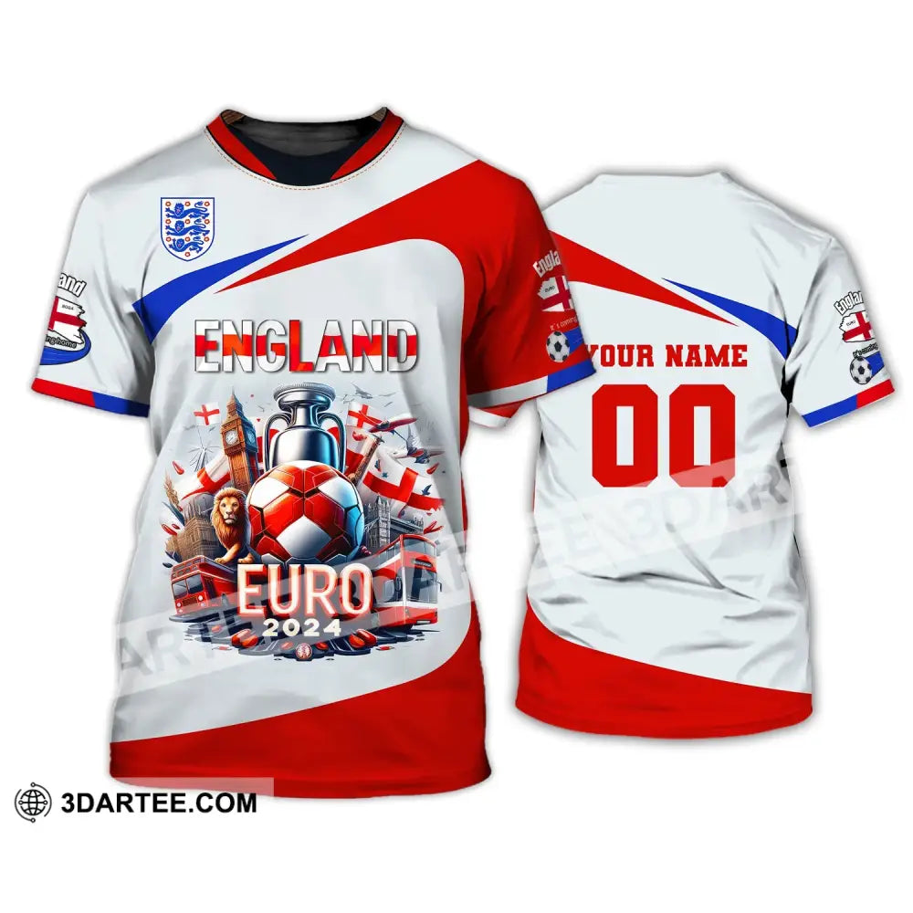 Unisex Shirt Custom Name And Number England Football Polo Long Sleeve Euro 2024 T-Shirt / S