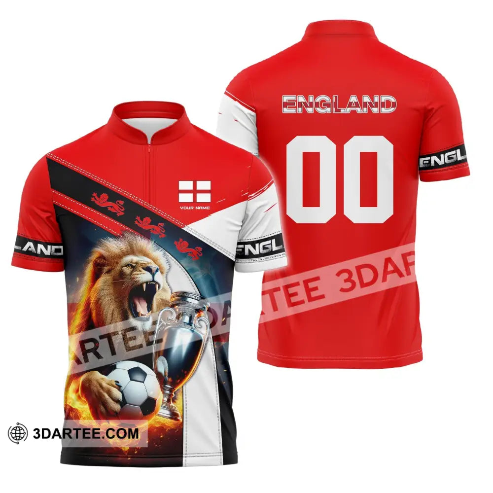 Unisex Shirt Custom Name And Number England Football Polo Long Sleeve Euro 2024 Zipper / S T-Shirt