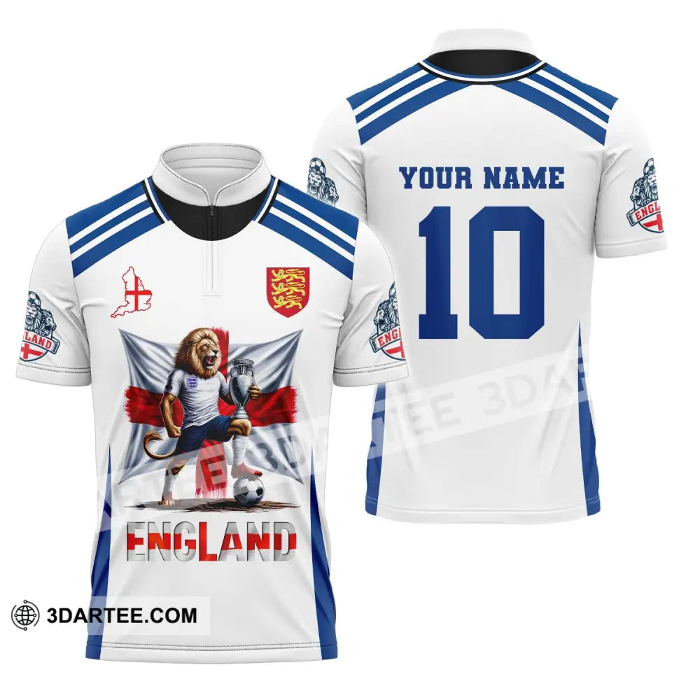 Unisex Shirt Custom Name And Number England Football Polo Long Sleeve Euro 2024 Zipper / S T-Shirt