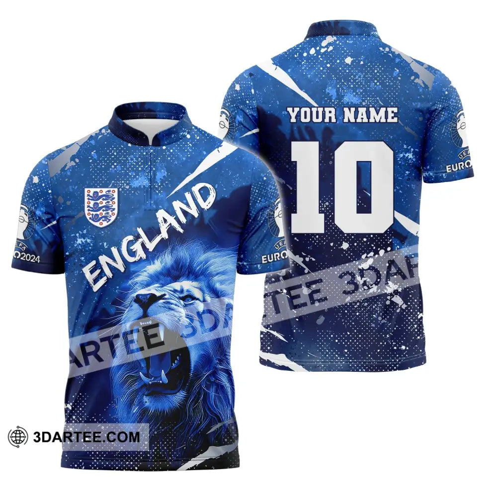 Unisex Shirt Custom Name And Number England Football Polo Long Sleeve Euro 2024 Zipper / S T-Shirt