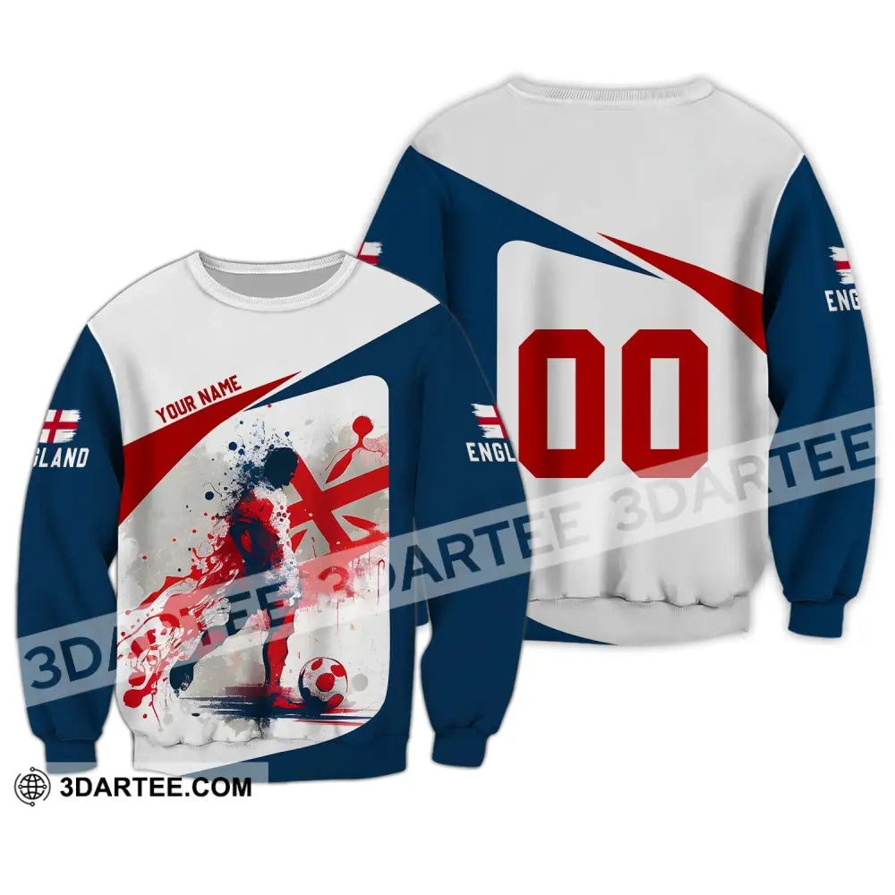 Unisex Shirt - Custom Name And Number England Man Playing Ball Euro 2024 Long Sleeve / S T-Shirt