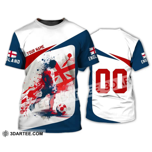 Unisex Shirt - Custom Name And Number England Man Playing Ball Euro 2024 T-Shirt / S T-Shirt