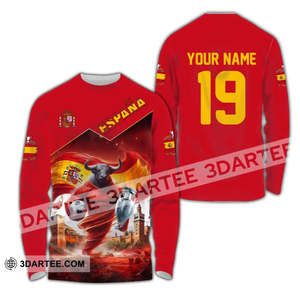 Unisex Shirt Custom Name And Number España Football Polo Euro 2024 Espana Hoodie Long Sleeve / S