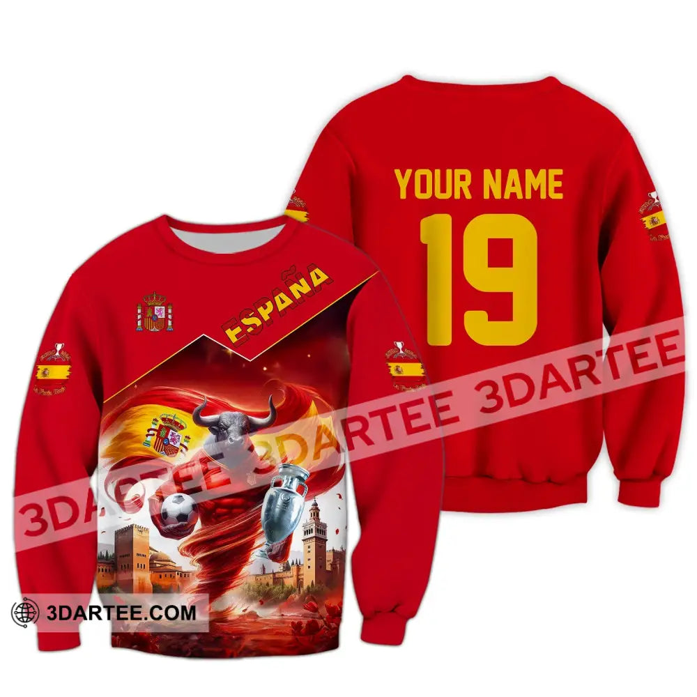 Unisex Shirt Custom Name And Number España Football Polo Euro 2024 Espana Hoodie Long Sleeve / S