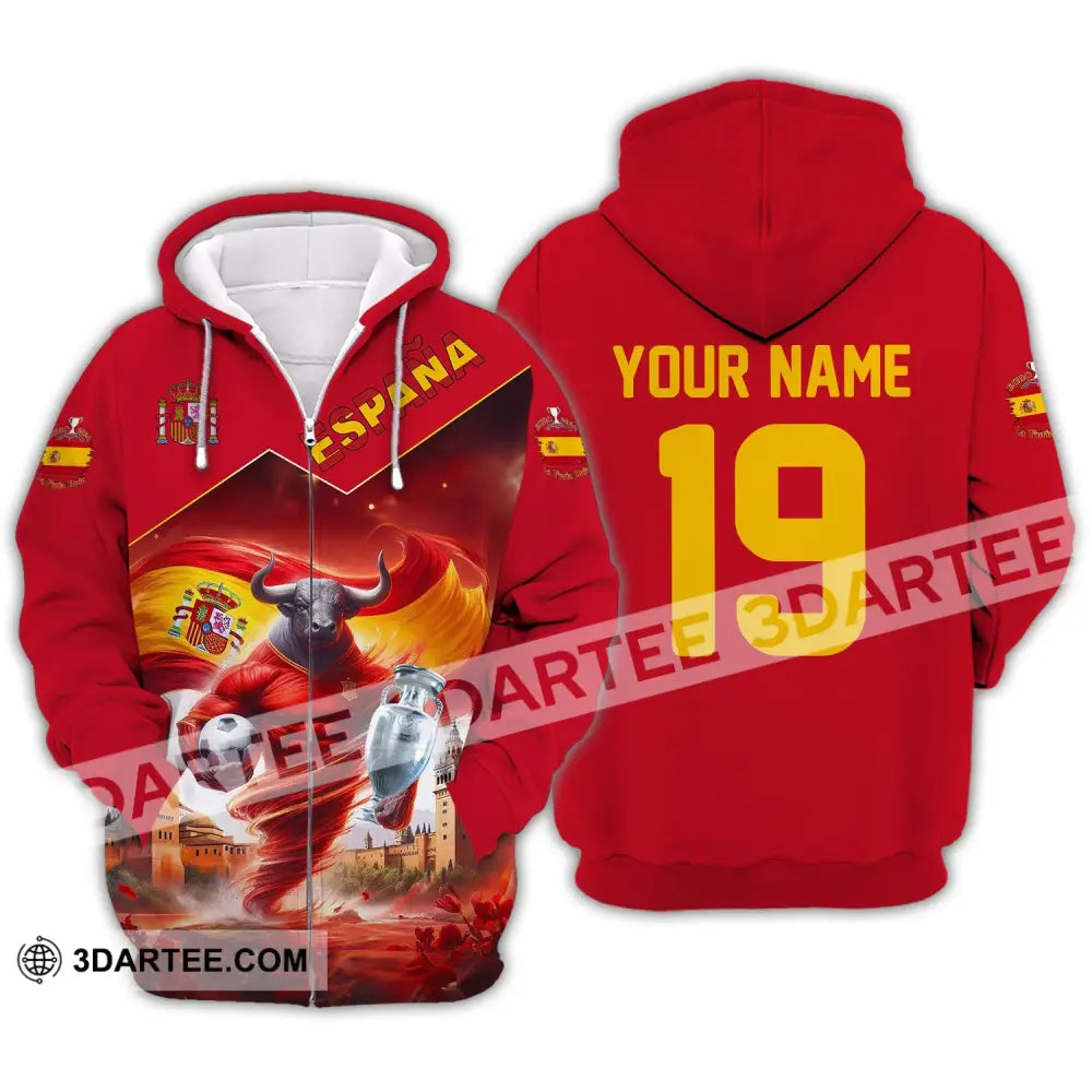 Unisex Shirt Custom Name And Number España Football Polo Euro 2024 Espana Hoodie Long Sleeve