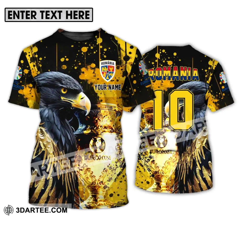 Unisex Shirt - Custom Name And Number Euro 2024 Cup Eagle Romania Team T-Shirt / S T-Shirt