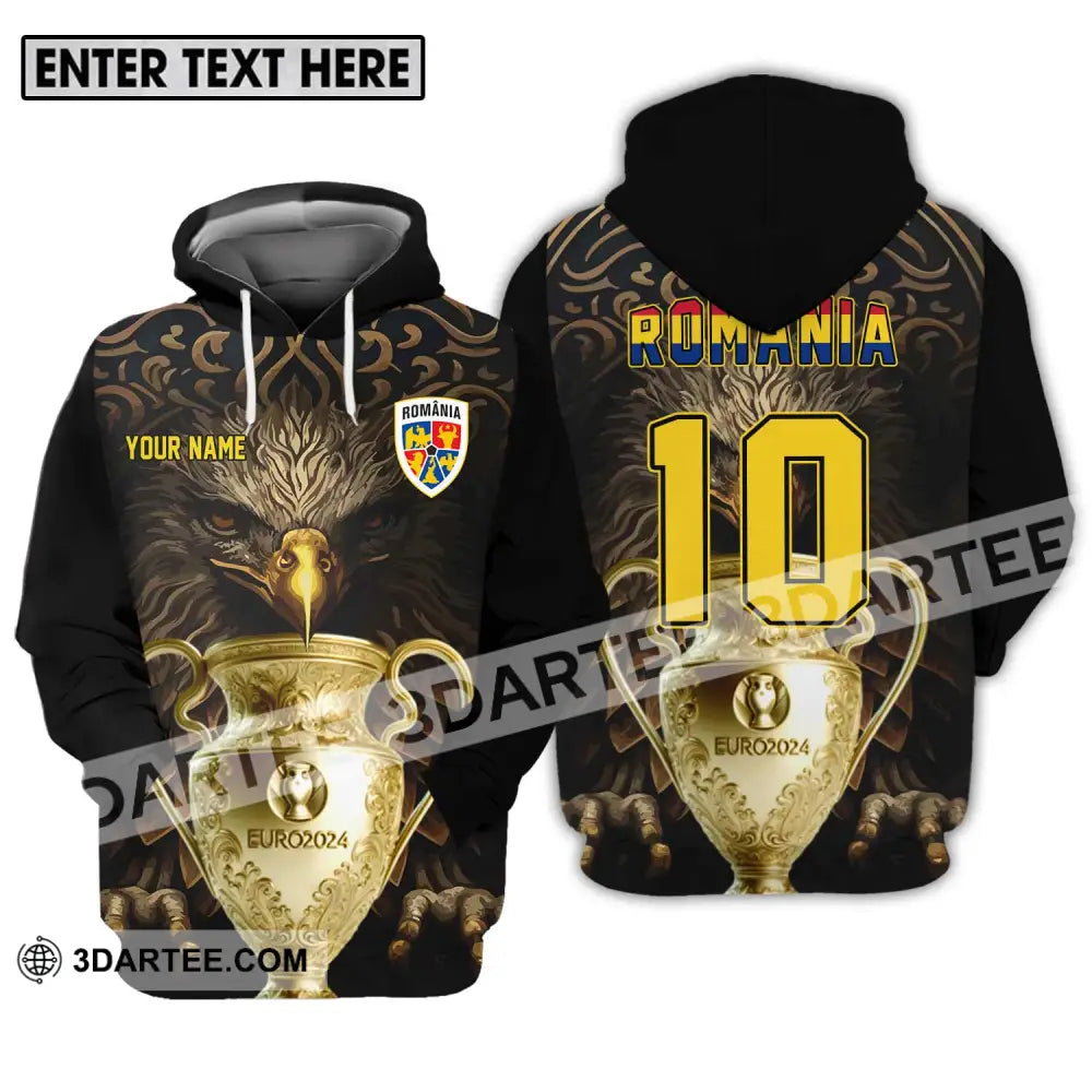 Unisex Shirt - Custom Name And Number Euro 2024 Cup Romania Team Hoodie / S T-Shirt