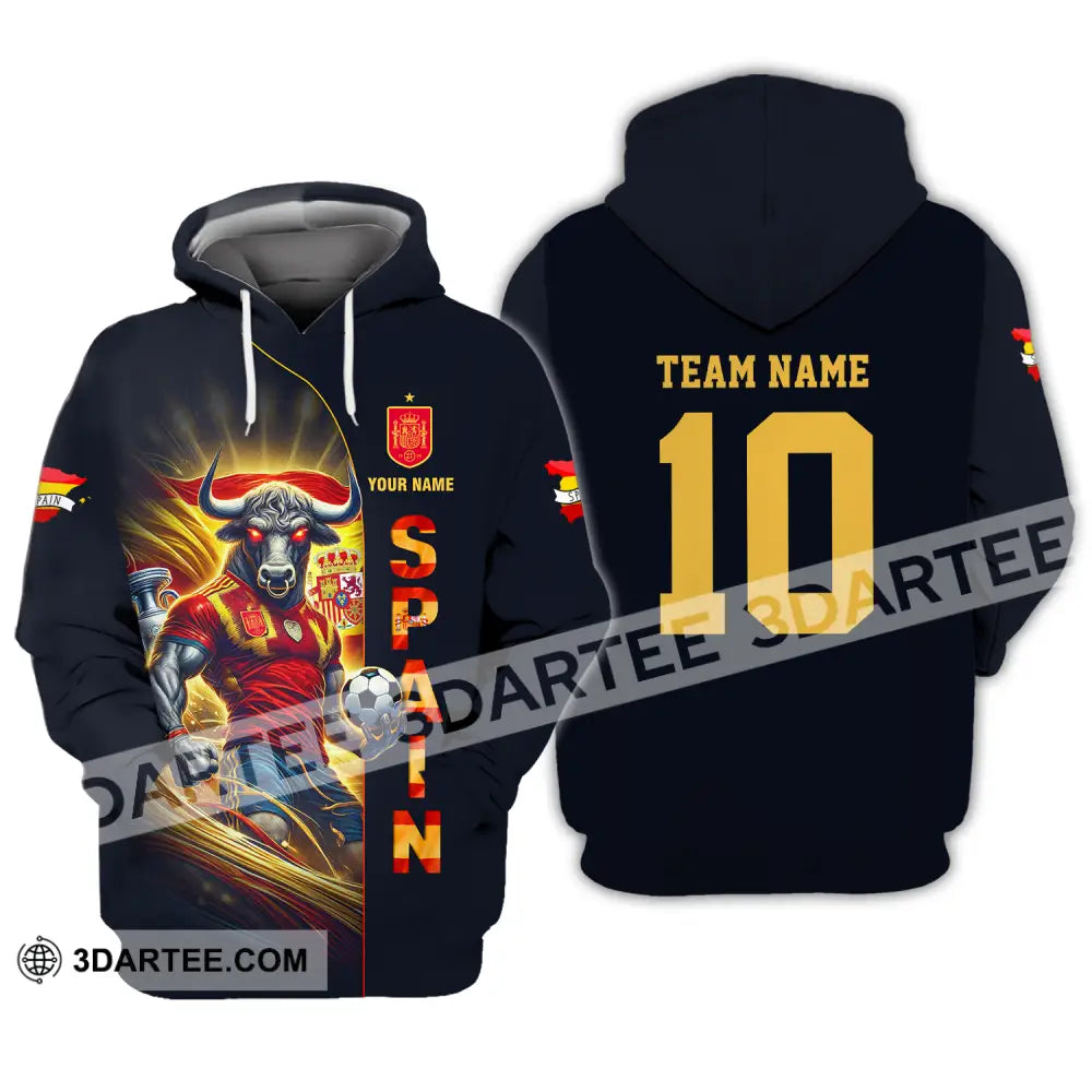 Unisex Shirt - Custom Name And Number Euro 2024 Cup Spain Team Hoodie / S T-Shirt