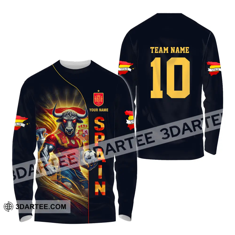 Unisex Shirt - Custom Name And Number Euro 2024 Cup Spain Team Long Sleeve / S T-Shirt