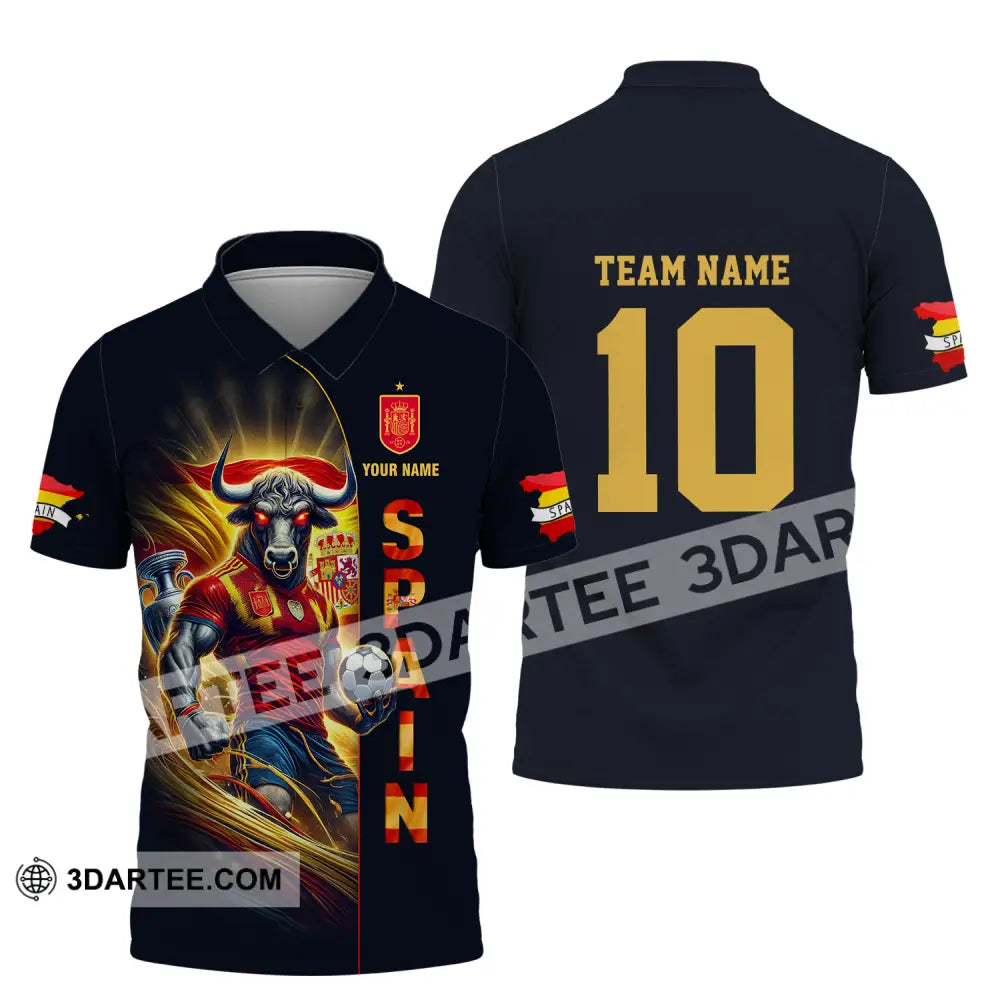 Unisex Shirt - Custom Name And Number Euro 2024 Cup Spain Team Polo / S T-Shirt