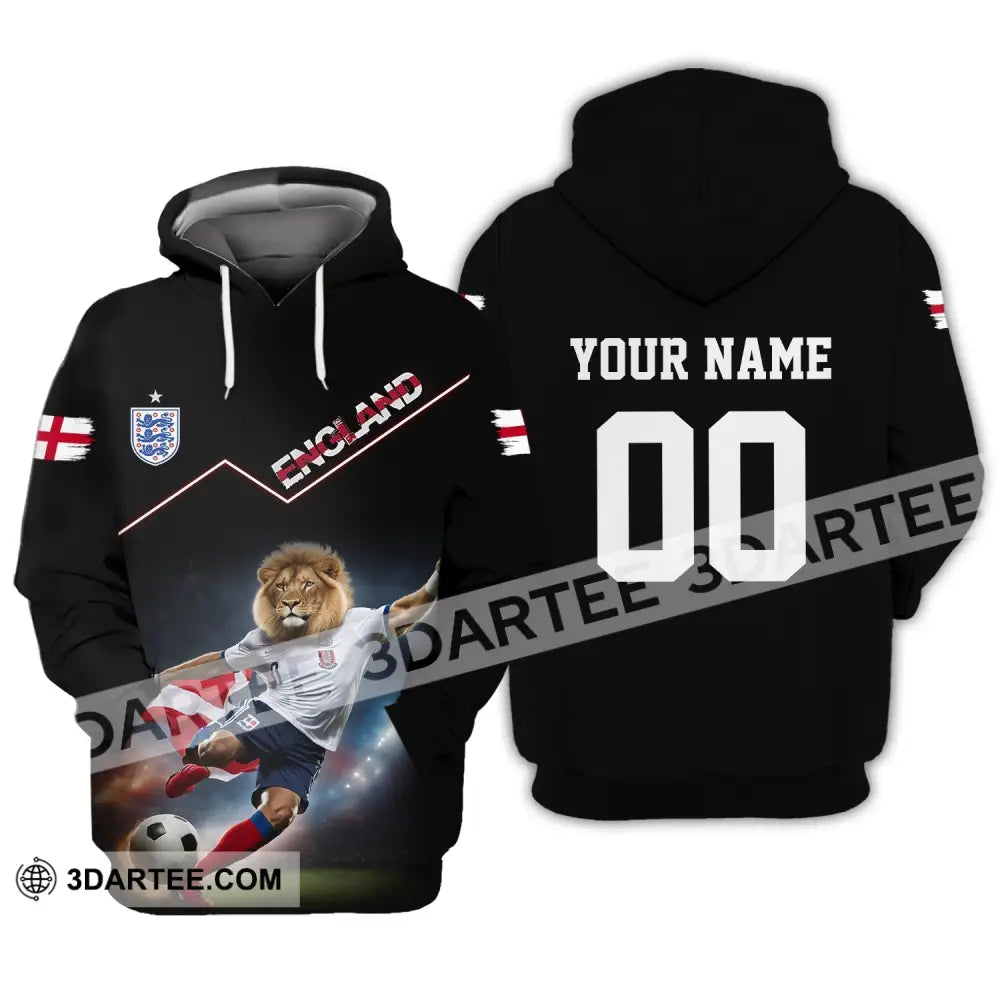 Unisex Shirt - Custom Name And Number Euro 2024 England Lion Hoodie / S T-Shirt