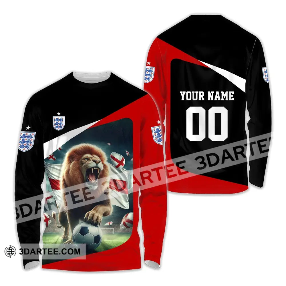 Unisex Shirt - Custom Name And Number Euro 2024 England Lion Line Long Sleeve / S T-Shirt