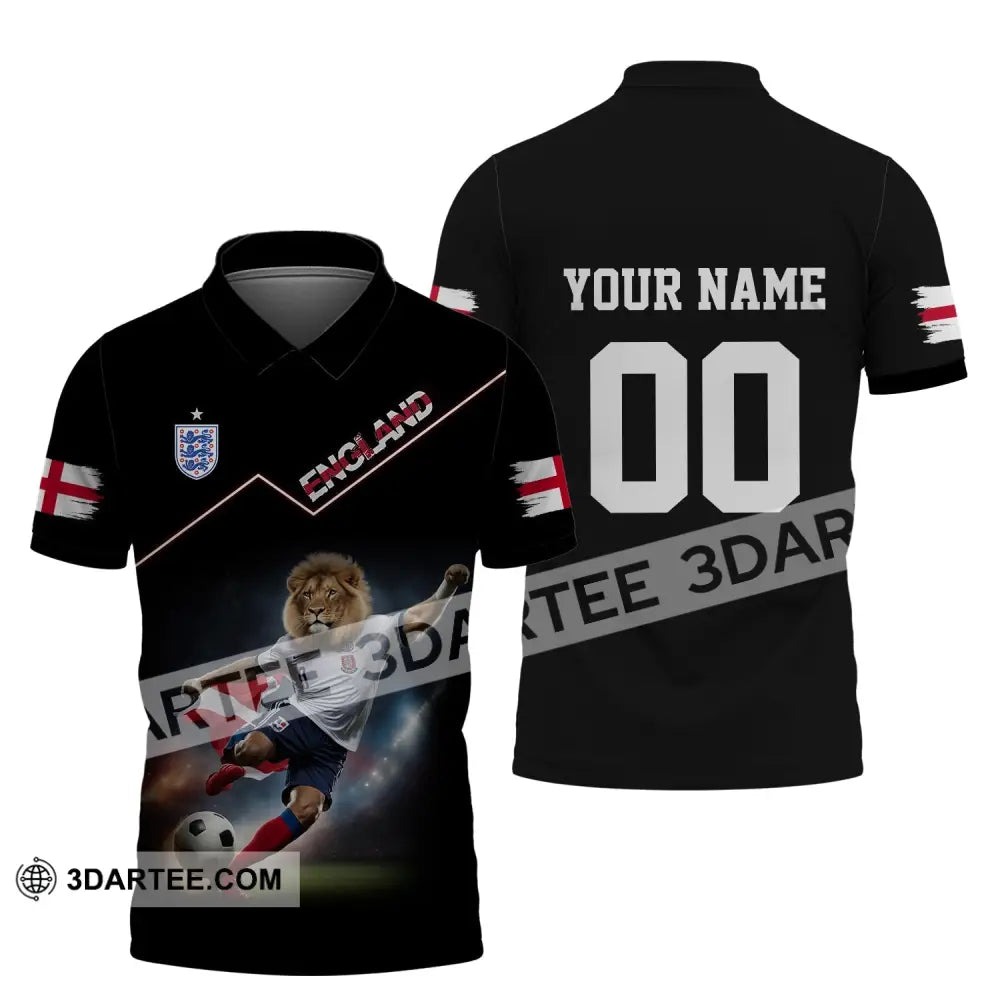 Unisex Shirt - Custom Name And Number Euro 2024 England Lion Polo / S T-Shirt