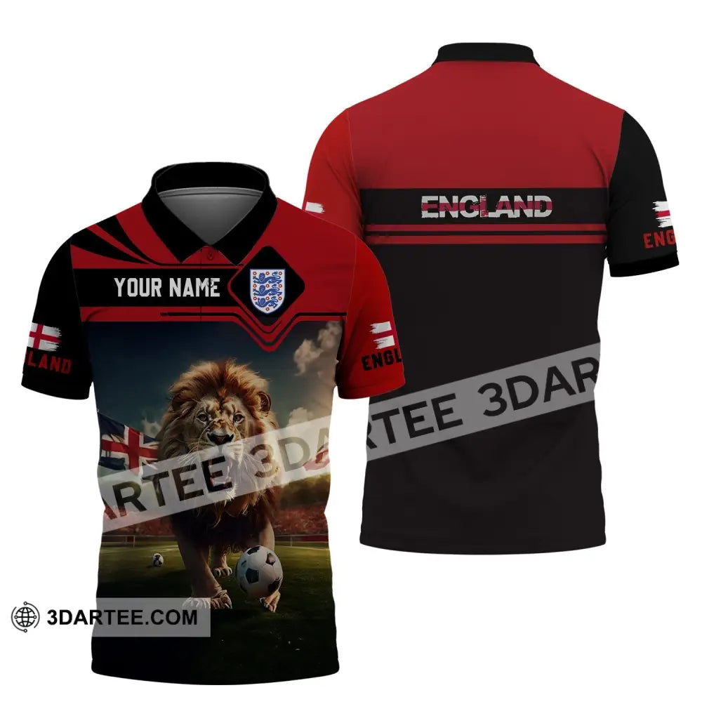 Unisex Shirt - Custom Name And Number Euro 2024 England Team Lover Lion Polo / S T-Shirt