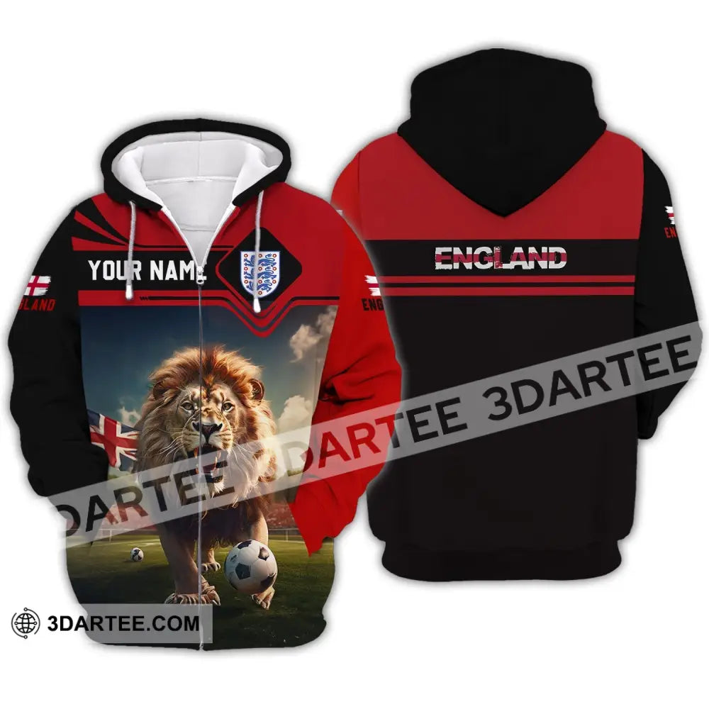 Unisex Shirt - Custom Name And Number Euro 2024 England Team Lover Lion Zipper Hoodie / S T-Shirt