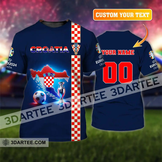 Unisex Shirt Custom Name And Number Euro 2024 Football Croatia Polo Hoodie Long Sleeve T-Shirt