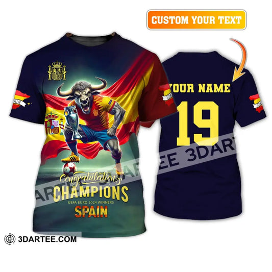 Unisex Shirt Custom Name And Number Euro 2024 Football Spain Polo Hoodie Long Sleeve T-Shirt