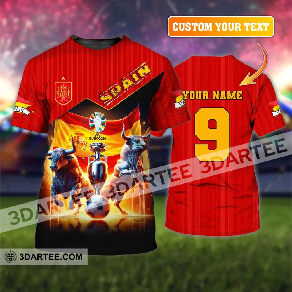 Unisex Shirt Custom Name And Number Euro 2024 Football Spain Polo Hoodie Long Sleeve T-Shirt