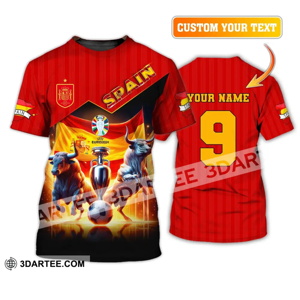 Unisex Shirt Custom Name And Number Euro 2024 Football Spain Polo Hoodie Long Sleeve T-Shirt