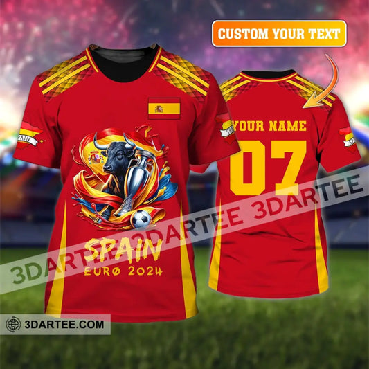 Unisex Shirt Custom Name And Number Euro 2024 Football Spain Polo Hoodie Long Sleeve T-Shirt